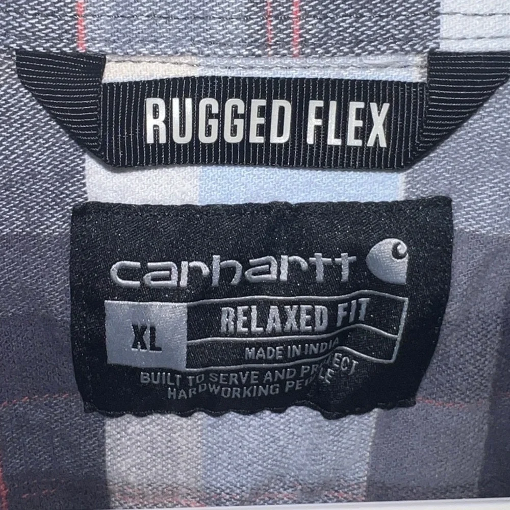 Carhartt Men's Rugged Flex Relaxed Fit Plaid Flannel Shirt XL Blue Grey 104909